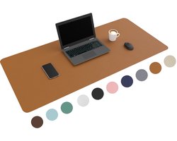 WURK Professionele Bureau Onderlegger Kunstleer – Bureau Organizer – Bureaumat – Bureau Accessoires – Muismat XXL– Inclusief Kabel Clip – 120x60 – Cognac Bruin