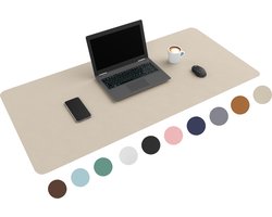 WURK Professionele Bureau Onderlegger Kunstleer - Bureau Organizer – Bureaumat – Bureau Accessoires – Muismat XXL - Inclusief Kabel Clip - Beige - 120x60