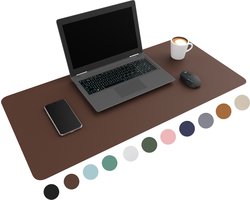 WURK Professionele Bureau Onderlegger Kunstleer - Bureau Organizer – Bureaumat – Bureau Accessoires – Muismat XXL - Inclusief Kabel Clip - Donker Bruin - 90x45