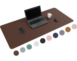WURK Professionele Bureau Onderlegger Kunstleer - Bureau Organizer – Bureaumat – Bureau Accessoires – Muismat XXL - Inclusief Kabel Clip - Donker Bruin - 120x60