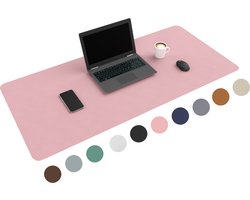 WURK Professionele Bureau Onderlegger Kunstleer - Bureau Organizer – Bureaumat – Bureau Accessoires – Muismat XXL - Inclusief Kabel Clip - Roze - 120x60