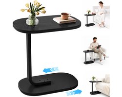 WUVRIE C-vormige bijzettafel 39,5 x 28,5 x 55 cm voor bank en bed, zwart