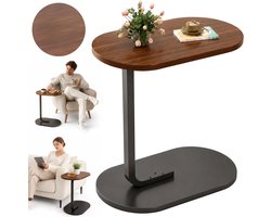 WUVRIE C-vormige bijzettafel 63 x 30 x 45 cm voor bank en bed, walnootkleurig