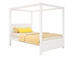 WUVRIE Hemelbed 90x200 cm met open dakframe en lamellen, wit
