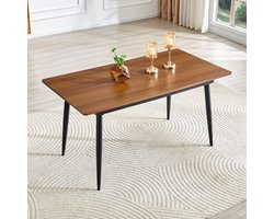 WUVRIE - Rechthoekige eettafel 190,5x80 cm - MDF blad en metalen poten - Industriële stijl - Walnoot
