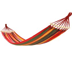 WVspecials Dubbele Hangmat Rood met Spreidstok en Touwen - 1 of 2 Persoons - Lig Oppervlak 190x150cm - Lengte 260cm