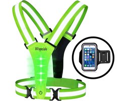 WVspecials® Hardloopvest met verlichting inclusief sportarmand - Veiligheidsvest - Hardloop Accessoires - Hardloopvest led - Fiets/Hardloop/Wandel Sport Vest - Wit & Rood LED - Running vest - one size - Roze