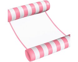 WVspecials Waterhangmat - Luchtbed Zwembad - Luchtmatras opblaasbaar - Roze/wit gestreept - Zwembad/Strand - Waterspeelgoed - Vakantie