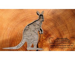 www.furniture-art.nl - Kangoeroe meerlaags 3d verf, kwast en houtlijm - kerstkado - sinterklaar kado - verjaardags kado