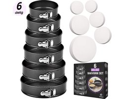W&Z 6-delige Bakvorm set - Springvorm - Cakevorm - Bakvormen - Taartvorm Ø18 -28cm - 60 bakpapieren