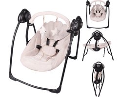 X Adventure Baby Wipstoel / Schommelstoel Elektrisch – Baby Swing- Baby Schommel –Portable/ Draadloos & Met Oplaadkabel - 5 Schommelsnelheden – Timerfuctie – Tot 9 kg - Nougat