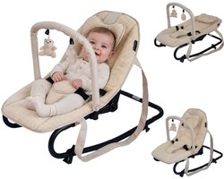 X Adventure Wipstoel Baby – Inklapbaar & Verstelbaar – Baby Schommelstoel met Speelboog – 0-9 Maanden – Beige