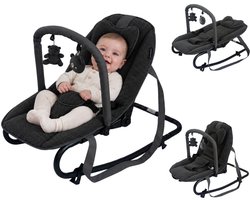 X Adventure Wipstoel Baby – Inklapbaar & Verstelbaar – Baby Schommelstoel met Speelboog – 0-9 Maanden – Donkergrijs