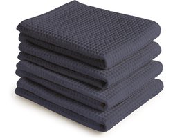X-Large 70 x 45 cm (4 stuks set) Zeer absorberende Waffle Cloth Teaatowel voor Reiniging & Sneldroging van Borden & Glazen Katoen - Grey - Dish Towels