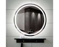 X-quizz Avignon dimbare ronde spiegel 70cm zwart met spiegelverwarming,klok en bluetooth speaker