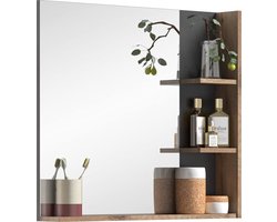 X12B8719 Houten Badkamerspiegel - Wandspiegel - Nox Eiken Replica - Basaltgrijs - Tijdloos Design - 73cm x 79cm