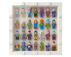 Xainy Bouwblokken Fotolijst [L] Display box wit voor minifiguren | Speelgoed opberg decoratie case geschikt voor minifigures | Accessoires wissellijst vitrine voor modelbouw poppen of action figures | 38 bouwstenen onderdelen exclusief poppen
