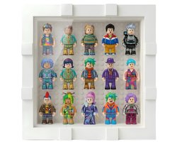 Xainy Bouwblokken Fotolijst [M] Display box wit voor minifiguren | Speelgoed opberg decoratie case geschikt voor minifigures | Accessoires wissellijst vitrine voor modelbouw poppen of action figures | 26 bouwstenen onderdelen exclusief poppen