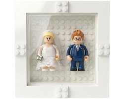 Xainy Bouwblokken Fotolijst [S] Display box wit voor minifiguren | Speelgoed opberg decoratie case geschikt voor minifigures | Accessoires wissellijst vitrine voor modelbouw poppen of action figures | 16 bouwstenen onderdelen exclusief poppen