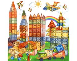 Xanna Magnetische Bouwtegels - 108 Stuks - Magnetisch Speelgoed vanaf 3 Jaar - Montessori Educatief Bouwspeelgoed - Magna tiles