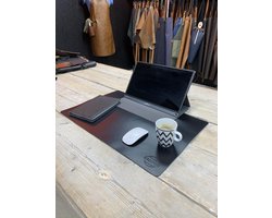 Xapron leren bureaulegger - Kleur Zwart (black) - 60 × 40 cm - Handgemaakt - Kantoor - Gaming