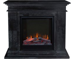 Xaralyn Elektrische haard - Kos ELE-SBU - zwart natuursteen - 1500 Watt verwarming - met afstandsbediening - haardombouw inclusief inbouwhaard - schouw