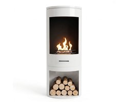 Xaralyn Vrijstaande bio-ethanol haard - Ignis - Wit - ronde metalen vloerhaard - 2,5 kW verwarming - geen schoorsteen nodig