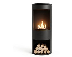 Xaralyn Vrijstaande bio-ethanol haard - Ignis - Zwart - ronde metalen vloerhaard - 2,5 kW verwarming - geen schoorsteen nodig