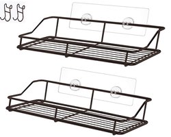 XatiX Zelfklevend Doucherek 2 Stuks Bruin - RVS