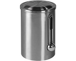Xavax Koffieblik met doseerlepel (luchtdichte aromablik voor 1 kg koffiebonen, koffieblik van roestvrij staal, voorraaddoos voor het bewaren van bonen) zilver