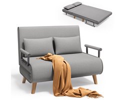 Xbro 2-zits Slaapstoel met Bedfunctie – 3-in-1 Opvouwbare Relaxstoel en Slaapbank met Verstelbare Rugleuning en 2 Kussens – Comfortabele Tweezits Slaapbank voor Woonkamer, Logeerkamer, Balkon en Studio