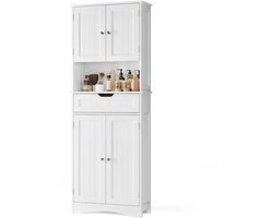 Xbro Badkamerkast - Kolomkast - Hoge badkamerkast 170 x 60 x 30 cm met 3 planken - Opbergkast met 1 Lade en 4 deuren - Wit