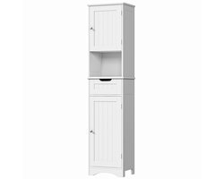 Xbro Badkamerkast met 2 Deuren en 1 Lade – Hoge Opbergkast met Verstelbare Planken – Smalle Kast voor Badkamer, Keuken of Slaapkamer – 170 x 40 x 30 cm
