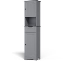 Xbro Badkamerkast met 2 Deuren en 1 Lade – Hoge Opbergkast met Verstelbare Planken – Smalle Kast voor Badkamer, Keuken of Slaapkamer – 170 x 40 x 30 cm – Grijs