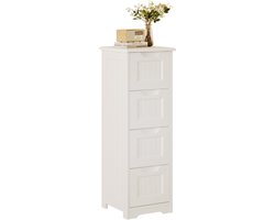 Xbro Badkamerkast Vrijstaand met 4 Lades, Smalle Opbergkast voor Badkamer, Woonkamer of Berging, 27 x 27 x 83 cm, Wit
