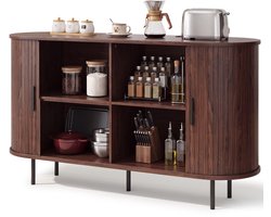 Xbro Dressoir met Houtlook Schuifdeuren – Buffetkast met Verstelbare Planken en EU-stopcontact – Retro
