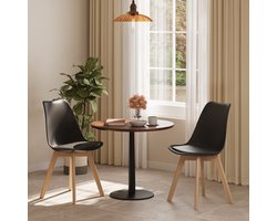 Xbro Eetkamerstoel Set van 4 - Kuipstoel met Houten Poten - Eettafelstoel - Keukenstoelen set 4 met Schuimzitting - Zwart