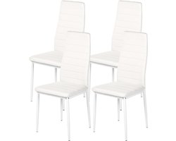 Xbro Eetkamerstoelen Set van 4 – Comfortabele Stoelen met Hoge Rugleuning – Imitatieleer – Voor Eetkamer, Keuken en Woonkamer – Modern Design – 96x41x39 cm
