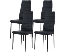 Xbro Eetkamerstoelen Set van 4 – Comfortabele Stoelen met Hoge Rugleuning – Imitatieleer – Voor Eetkamer, Keuken en Woonkamer – Modern Design – 96x41x39 cm
