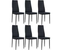 Xbro Eetkamerstoelen Set van 6 – Comfortabele Stoelen met Hoge Rugleuning – Imitatieleer – Voor Eetkamer, Keuken en Woonkamer – Modern Design – 96x41x39 cm