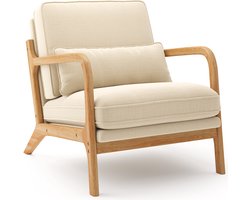 Xbro Fauteuil - Comfortabele Design met Houten Frame - Enkel Zetel - 65 x 82 x 75 cm - Beige