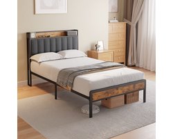 Xbro Gestoffeerd Bed 120 x 200 cm - Tweepersoonsbed met 35 cm Opbergruimte - Donkergrijs