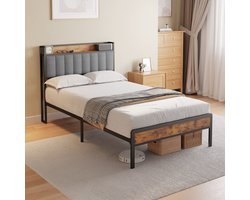 Xbro Gestoffeerd Bed 120 x 200 cm - Tweepersoonsbed met 35 cm Opbergruimte - Lichtgrijs
