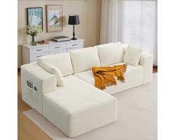 Xbro Hoekbank – Vrij te Plaatsen Modulair Ontwerp – Hoekbank Links – Hoekzetel – Fluweel – 4-Zits – Beige