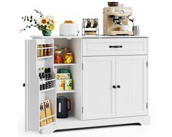 Xbro Keukenkast met 1 Lade en 3 Deuren – Buffetkast met Verstelbare Planken en Open Vak – Voor Keuken,Eetkamer of Woonkamer – 105 x 40 x 84 cm – Wit