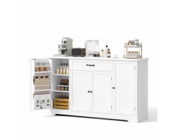Xbro Keukenkast met 1 Lade en 4 Deuren – Buffetkast met 5 Planken – Opbergkast voor Keuken,Eetkamer of Woonkamer – 105 x 40 x 84 cm – Wit