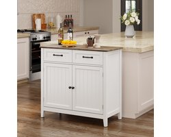 Xbro Keukenkast met 2 Laden en 2 Deuren – Buffetkast met Werkblad – Dressoir voor Keuken, Woonkamer of Eetkamer – 90x40x81 cm – Grijs Tafelblad