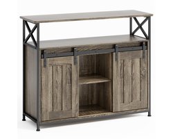 Xbro Keukenkast met Schuifdeuren – Buffetkast met Verstelbare Plank – Dressoir voor Woonkamer of Keuken – 100x33x80 cm