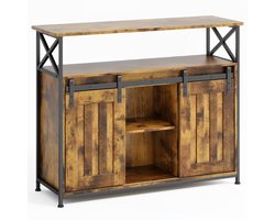 Xbro Keukenkast met Schuifdeuren – Buffetkast met Verstelbare Plank – Dressoir voor Woonkamer of Keuken – 100x33x80 cm