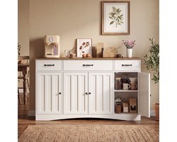 Xbro Keukenkast met Verstelbare Planken – Brede Ladekast met 3 Lades – Houten Dressoir – Retro